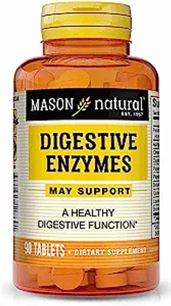 Mason Natural Digestive Enzymes With Prebiotics And Probiotics - Healthy Digestive Function, Improved Gut Health, 90 Tablets