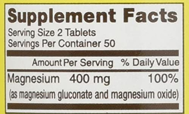 Mason Vitamins Magnesium 200 mg Tablets,100 Count