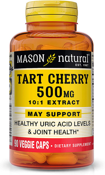 Mason Natural Tart Cherry 500 mg 10:1 Extract Veggie Caps - Supports Healthy Uric Acid Levels & Joint Health*, 90 Capsules