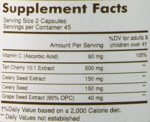 Mason Natural Tart Cherry 500 mg 10:1 Extract Veggie Caps - Supports Healthy Uric Acid Levels & Joint Health*, 90 Capsules