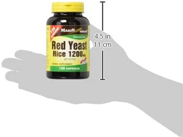 Mason Vitamins Red Yeast Rice 1200 mg Capsules, 120 Count