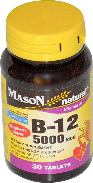 2 Pack Special Of Mason Natural B-12 5000 Mcg Sublingual Tablets 30 Per Bottle