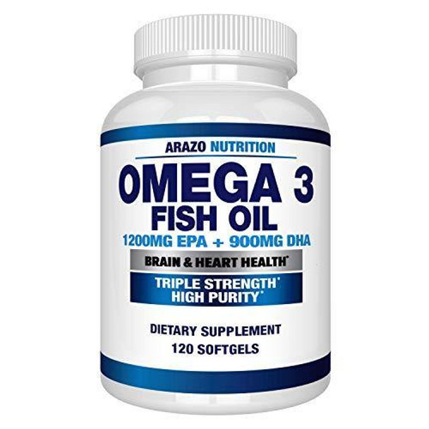 Omega 3 Fish Oil 4,080Mg - High Epa 1200Mg + Dha 900Mg - Arazo Nutrition 120 Count