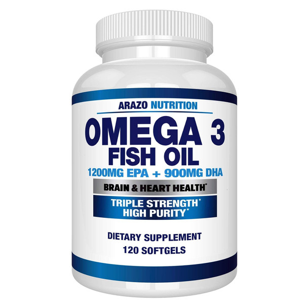 Omega 3 Fish Oil 4,080Mg - High Epa 1200Mg + Dha 900Mg - Arazo Nutrition 120 Count