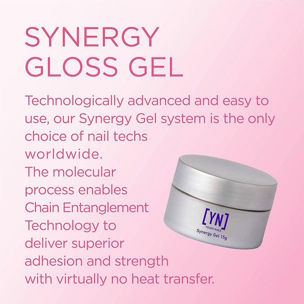 Young Nails Synergy Gloss Gel - Easy to Use Technologically Advanced Chain Entanglement. Build, Conceal, Sculpt, & Gloss - Available in 15 gram, 30 gram, & 60 gram size options