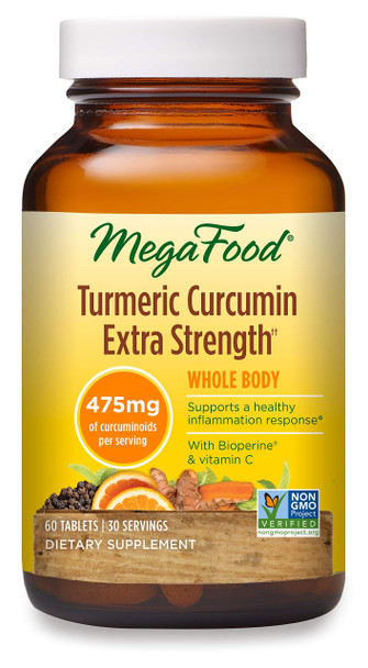 MegaFood, Turmeric Strength for Whole Body, Maintains a Healthy Inflammation Response, Vitamin and Herbal Dietary Supplement Vegan, 60 Tablets