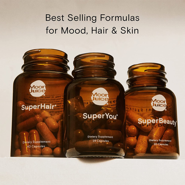 Moon Juice Supers Set Natural Supplement Set of Mini SuperYou®, SuperHair®, and SuperBeauty® to Support Mood, Hair, and Skin | 3 Piece Supplement Set (Travel Size)