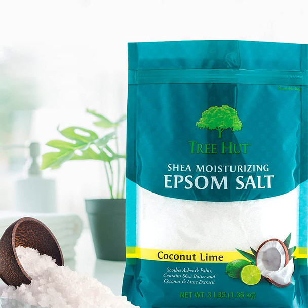 Tree Hut Shea Moisturizing Epsom Salt Coconut Lime, 3Ibs, Ultra Hydrating Epsom for Nourishing Essential Body Care