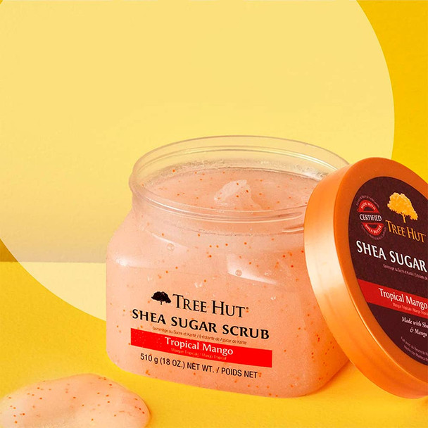 Tree Hut Shea Sugar Scrub Tropical Mango, 18oz, Ultra Hydrating and Exfoliating Scrub for Nourishing Essential Body Care