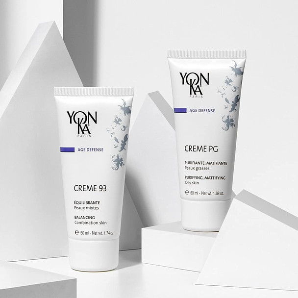 Yon-Ka Creme PG Creme (50ml) Mattifying Protective Cream for Oily Skin, Anti-Aging Balancing Treatment for Shine and Redness, Paraben-Free