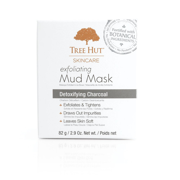 Tree Hut Skincare Exfoliating Mud Mask, Detoxifying Charcoal, 2.9 Ounce