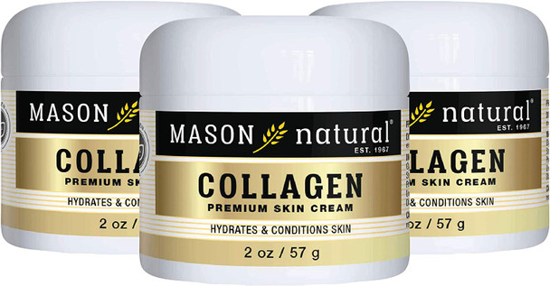 MASON NATURAL Collagen Premium Skin Cream - Anti-Aging Face and Body Moisturizer, Intense Skin Hydration and Firmness, Pear Scent, Paraben Free, 2 OZ (Pack of 3) Packaging May Vary