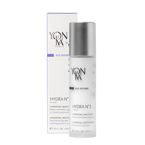 Yon-Ka Hydra No.1 Fluide (50ml) Age Defense Skin Care, Lightweight Mattifying Moisturizer with Hyaluronic Acid and Silica, Normal and Oily Skin, Paraben-Free