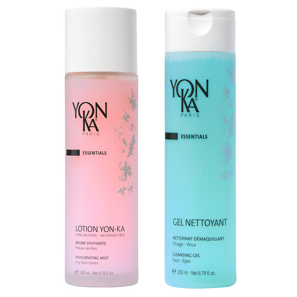 Yonka Cleansing & Hydrating Skincare Set, Lotion PS Toner for Dry or Sensitive Skin and Gentle Foaming Face Wash and Makeup Remover