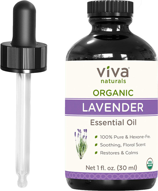 Organic Lavender Essential Oil for Diffuser (1 oz) - 100% Pure Natural Lavender Oil, Steam Distilled Lavendar Oil Perfect for DIY Soap Making, Home Cleaning Recipes, Body Oils and Lotions (30 mL)