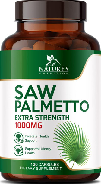 Saw Palmetto Supplement 1000mg - Extra Strength Prostate Health Support for Men and Hair Growth Support - Natural Saw Palmetto Extract Supplements - Non-GMO Saw Palmetto Berry Capsule - 120 Capsules