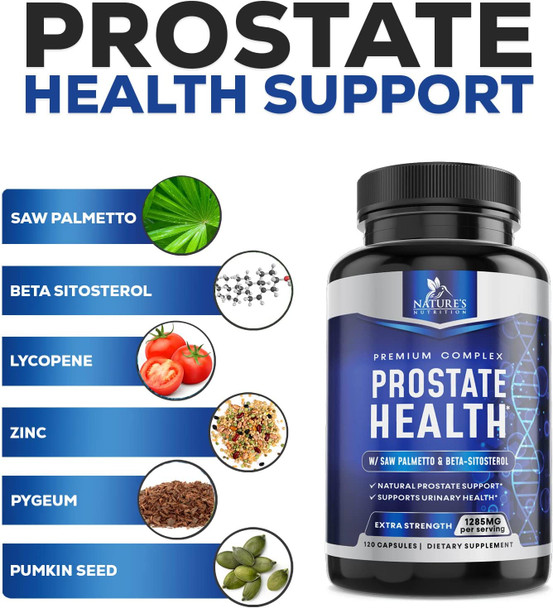 Prostate Formula with Saw Palmetto - Extra Strength Prostate Health Supplement for Men with Prostate Sterol Complex & Quercetin Supports Hair Growth and Normal Urination - 120 Capsules