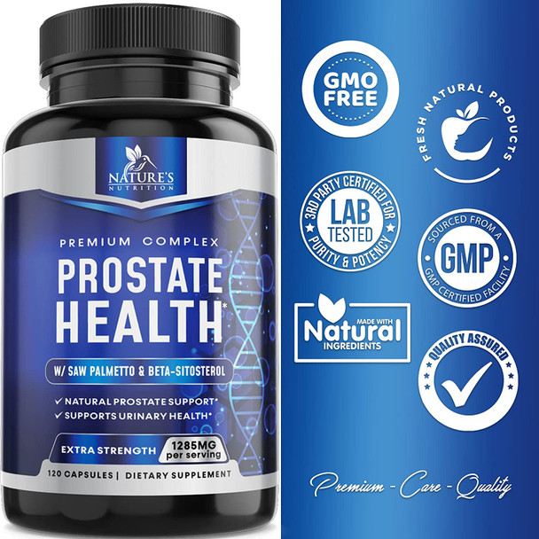 Prostate Formula with Saw Palmetto - Extra Strength Prostate Health Supplement for Men with Prostate Sterol Complex & Quercetin Supports Hair Growth and Normal Urination - 120 Capsules