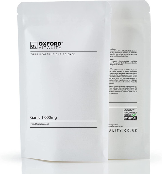 Garlic Tablets | 1000mg Supplements for Blood Sugar Balance & Metabolism | Oxford Vitality