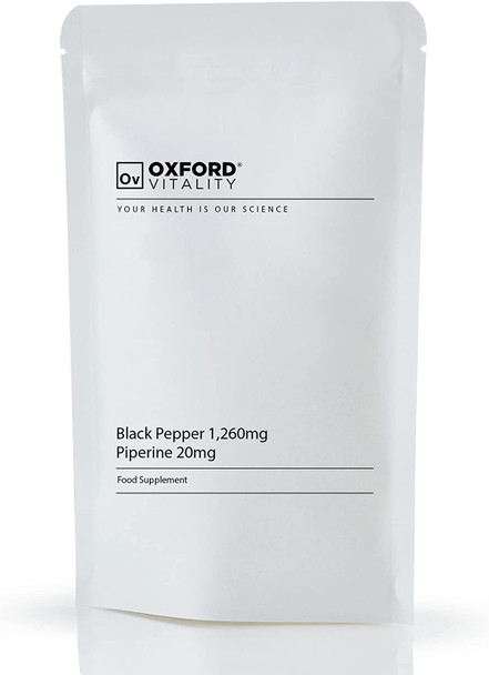Black Pepper Tablets 1,260 mg, Piperine 20mg | Supplements for Appetite, Detox & Digestion | Oxford Vitality