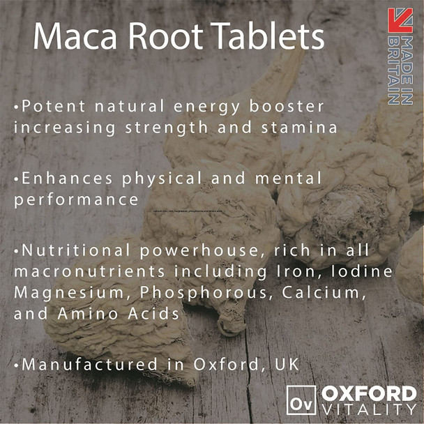 Maca Root Tablets | 1250mg Supplement | Energy, Libido, Fertility & Vitality | Oxford Vitality