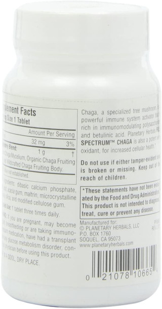 Planetary Herbals Chaga Full Spectrum, Enhance Cellular Immunity, 30 Tablets