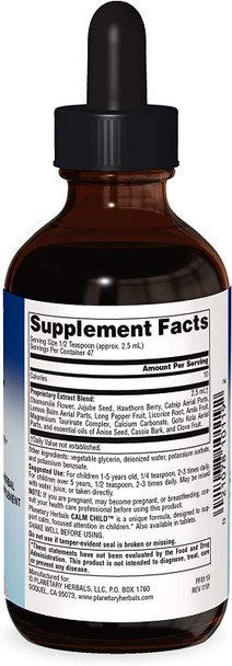 Planetary Herbals Calm Child Herbal Syrup - Includes Soothing Botanicals Chamomile, Lemon Balm, Catnip & More - 4oz