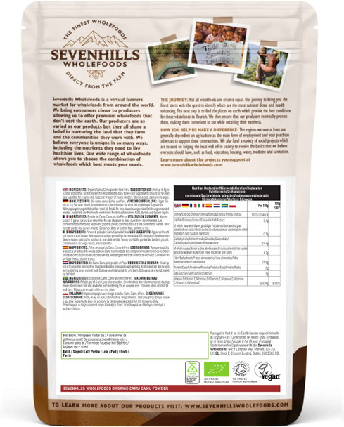 Sevenhills Wholefoods Organic Camu Camu Fruit Powder 250g, Natural Vitamin C