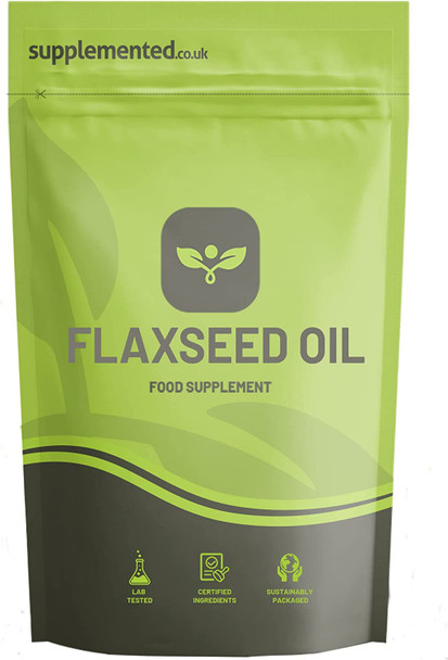 Flaxseed Oil Capsules 1000mg 90 Softgels - High Strength Cold Pressed UK Made. Pharmaceutical Grade