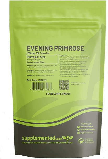 Evening Primrose Oil 1000mg 90 Softgels, Capsules, Pure Cold Pressed Supplement UK Made. Pharmaceutical Grade