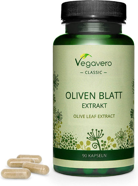 Olive Leaf Extract Vegavero® | Highest Strength: 7500mg (15:1) - 40% Oleuropein | Olive Leaves from Spain | 90 Vegan Capsules