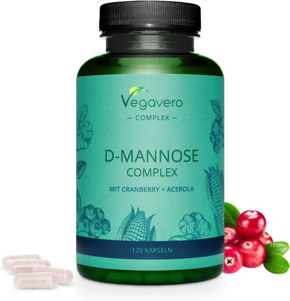 D-Mannose Complex Vegavero® | 100% Natural UTI Support | with Cranberry, Vitamin C, 2000mg D Mannose | No Additives | 120 Vegan Capsules
