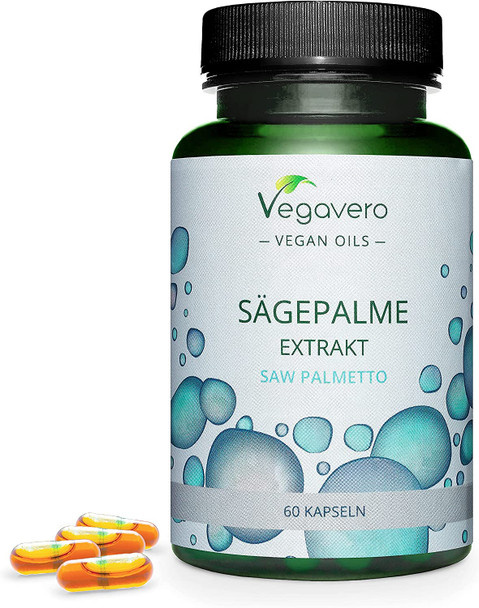 Saw Palmetto Oil Vegavero® | Prostpalm® with 90% Fatty Acids | Prostate Supplement | NO Additives | 60 Vegan Capsules Vegan | Serenoa repens