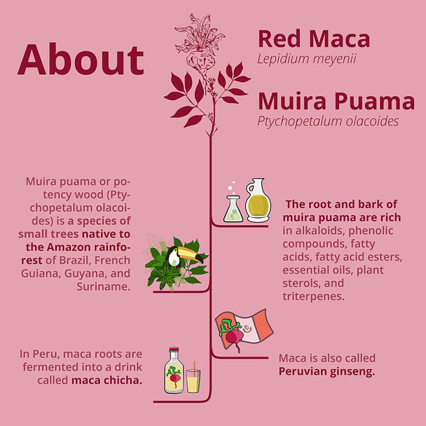 RED MACA Root + Muira PUAMA Vegavero® | 5000mg (10:1) Extract | Libido Booster Supplements | Peruvian Ginseng + Potency Wood | 120 Capsules | No Additives | Vegan