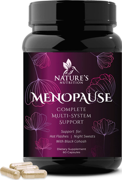 Menopause Supplements for Women, Menopause Relief for Natural Balance, Night Sweats & Hot Flashes, Black Cohosh for Menopause with Dong Quai & Soy Isoflavones - 60 Capsules