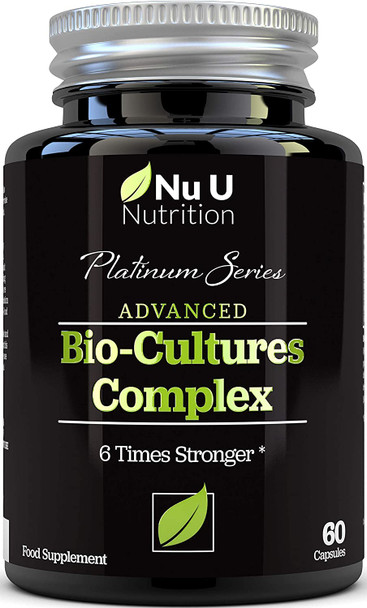 Bio-Cultures 5 Active Strains 60 Billion CFU Source Powder | 6 Times Stronger - 6 Billion Live CFUs | Multi Strain with Lactobacillus Acidophilus & Bifidobacterium for Adults | 60 Vegetarian Capsules
