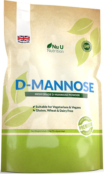 D-Mannose Powder | 150g (75 Servings) | Allergen Free | Suitable for Vegetarians & Vegans | Made in The UK by Nu U Nutrition