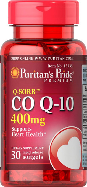 Puritan's Pride Q-Sorb Co Q-10 400 mg-30 Rapid Release Softgels