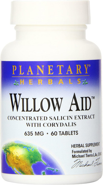Planetary Herbals Willow Aid Tablets, 60 Count