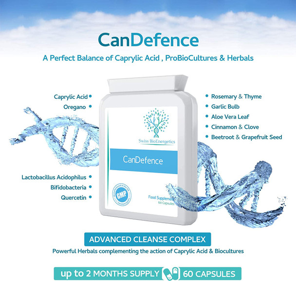 CanDefence 60 Capsules - Candida Support - Ultimate Extra Strength All-in-ONE Formulation