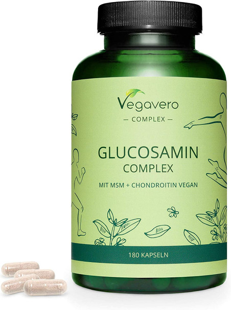 Glucosamine Complex Vegavero® | Vegan | with Chondroitin (Mythocondro®), MSM, Devil's Claw and Vitamin C | NO Additives | 180 Capsules
