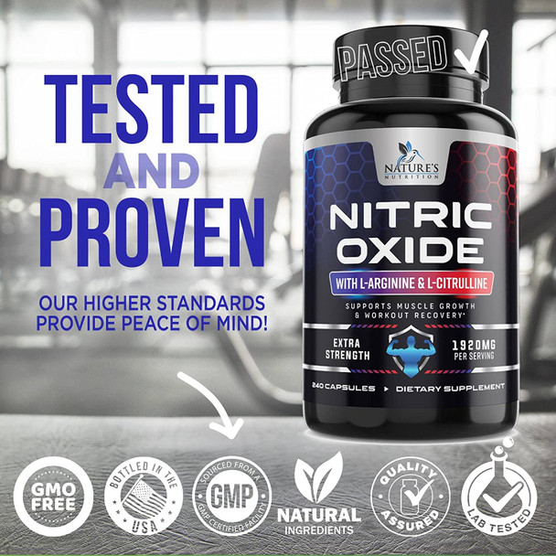 Extra Strength Nitric Oxide Supplement L Arginine 3X Strength - Citrulline Malate, AAKG, Beta Alanine - Premium Pre Workout Booster for Muscle Strength & Energy to Train Harder - 240 Veggie Capsules