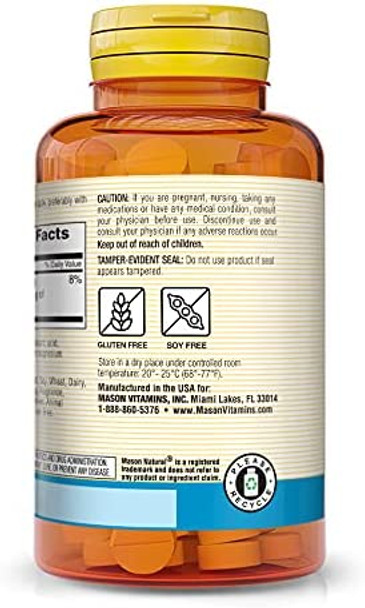 Mason Natural Magnesium Gluconate 550 mg - Healthy Heart and Nervous System, Improved Muscle Function and Blood Pressure Levels, 100 Tablets (Pack of 3)
