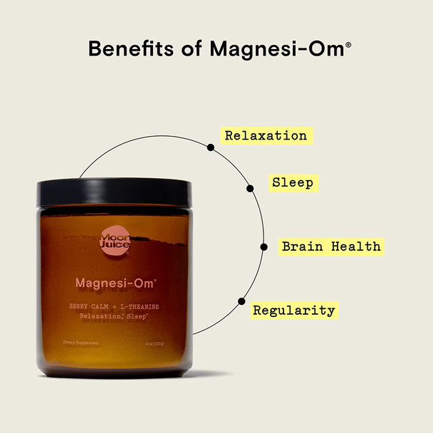 Magnesi-Om by Moon Juice | Magnesium Powder Supplement for Natural Calm, Sleep & Regularity | Magnesium Acetyl Taurinate, Magnesium Gluconate, Magnesium Citrate, L-Theanine | Sugar Free Berry Flavor