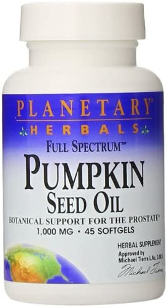 Planetary Herbals Full Spectrum Pumpkin Seed Oil Supplement, 45 Count