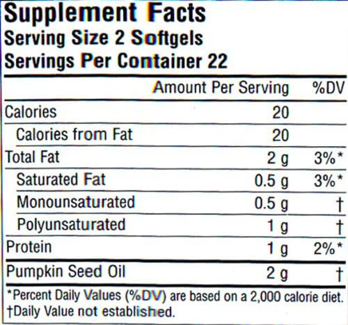 Planetary Herbals Full Spectrum Pumpkin Seed Oil Supplement, 45 Count