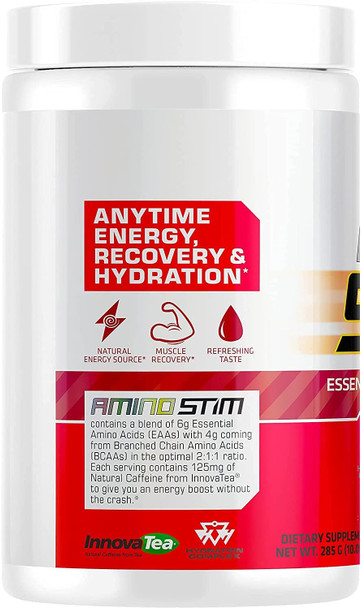 USN Amino Stim EAAs (Essential Amino Acids) + Energy, 125mg Caffeine, 6g Essential Amino Acids, Hydration Complex, Muscle Growth Recovery, Fruit Punch, 10.05 Ounce (Pack of 1),30 Serving,F1AMS0002030