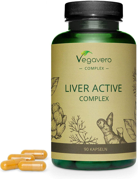 Liver Support Vegavero® | with Artichoke, Tumeric, Chicory & Choline | Natural Cleanse & Detox | NO Additives | 90 Vegan Capsules