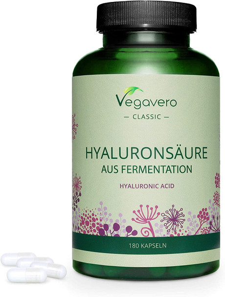 Hyaluronic Acid Vegavero® | HIGH Strength - 600mg with 800-1500 kDa | 180 Vegan Capsules (6 Months) | NO Additives