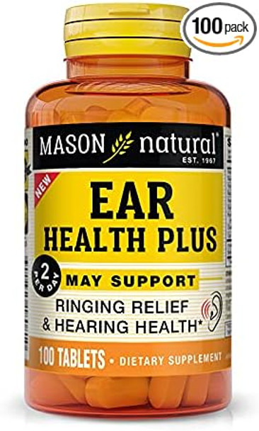 Mason Natural Ear Health Plus With B Vitamins - Supports Healthy Circulation In The Inner Ear, Ringing Ears Relief, 100 Tablets